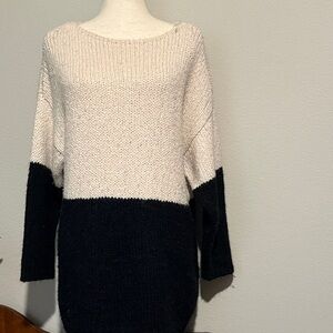 Alice + Olivia Alpaca and Silk Two-Tone Black and Cream Sweater